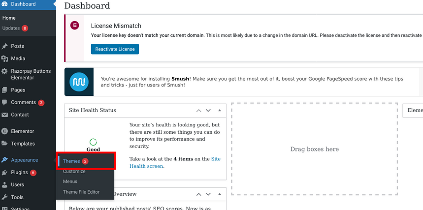 wordpress dashboard